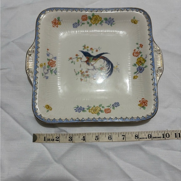 Vintage Floral Square Ceramic Dish with Handles - Picture 2 of 7